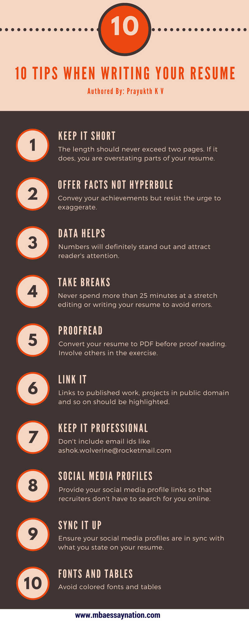 10 Tips When Writing Your Resume [Infographic] MBAEssayNation